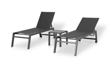 Tokyo - Ensemble de chaises longues hautes et table basse gris anthracite