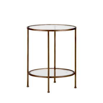 Goddess - Table d'appoint ronde en métal et verre D46cm laiton