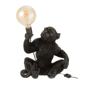 Banjul - Lampe à poser singe en résine marron