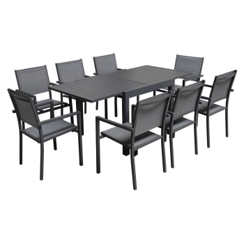 Venezia - Set di mobili da giardino tavolo 90/180cm alluminio antracite e grigio