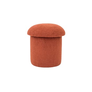YAELLE - Pouf tapissé avec tissus bouclé en forme de champignon couleur tuile