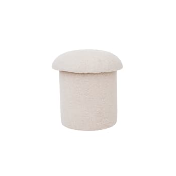 YAELLE - Puf tapizado con tejido boucle rizado en forma de seta beis
