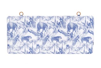 VELVET FABRIC HEADBOARD - Tête de lit en velours et mousse imprimé à safari bleu et blanc.