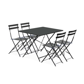 Emilia 4 - Salon de jardin en métal anthracite 1 table et 4 chaises