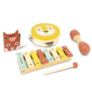 Set musicale per bambini in legno naturale giallo