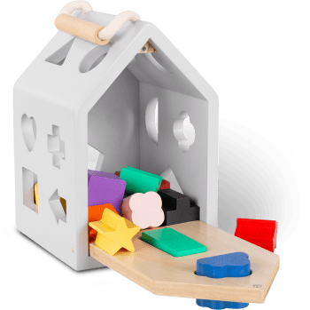 Casetta per bambini in legno naturale multicolore con figure