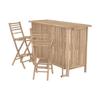 Vadella - Juego de sillas de bar y jardín de bambú (juego de 2)