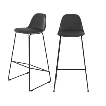 Leni - Chaise de bar noire 75 cm (lot de 2)