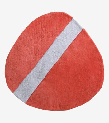 STONE - Alfombra redonda de algodón color rojo gris guijarro de d.98 cm