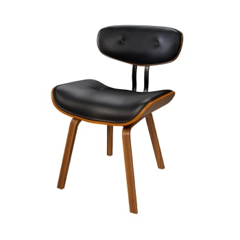 Pétrus - Chaise en PU noir et pieds en bois plié
