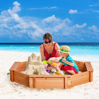 Bac à sable bois carré dim. 1,18l x 1,18l x 1,18h m - hauteur, inclinaison toit réglables, refermable - 2 bacs - bois sapin autoclave rouge - Outsunny Bac à sable bois carré dim. 1,18l x 1,18l x 1,18h m - hauteur, inclinaison toit réglables, refermable - 2 bacs - bois sapin autoclave rouge - Outsunny