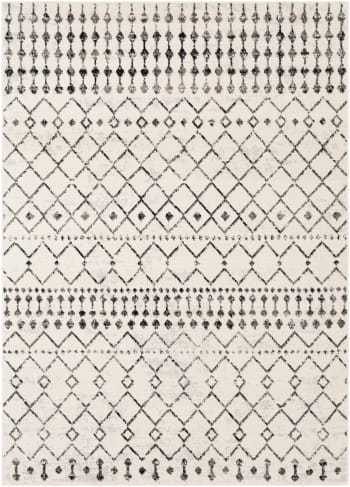 Leonor - Etnhischer Berber Teppich Weiß/Schwarz 130x170