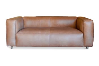 Krieger - Sofá de 2 plazas de cuero de grano completo marrón