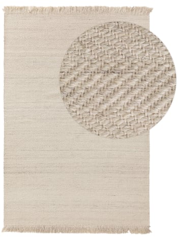 LARS - Alfombra de lana crema de 120x170 cm