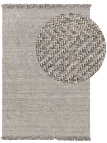 LARS - Alfombra de lana gris claro de 120x170 cm