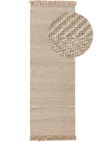 LARS - Alfombras de pasillo de lana beige de 70x200 cm