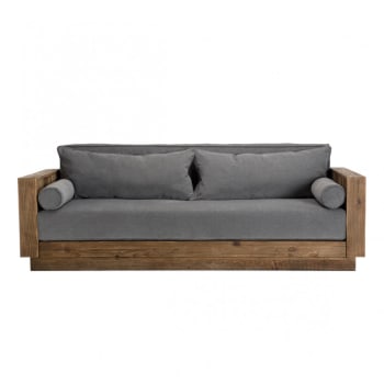 Andrian - 3-Sitzer-Sofa aus recyceltem Kiefernholz und Stoff, grau