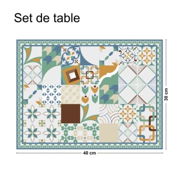 JUST CIMENT SEVENTIES - Lot de 4 sets de table L 40xl 30cm Multicolore Carreaux de Ciment