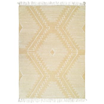 Boho - Tapis en coton avec motifs zig zag en laine épaisse naturel 120x170