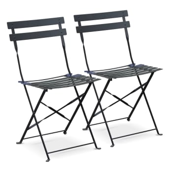 Emilia - Lot de 2 chaises de jardin pliables en acier anthracite
