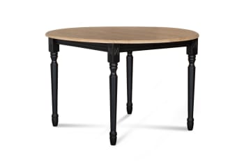 Victoria - Table extensible ronde bois D105 cm + 1 allonge et Pieds tournés