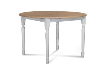 Victoria - Table extensible ronde bois D115 cm avec 1 allonge et Pieds tournés