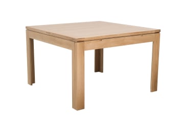Boston - Table carrée extensible bois chêne clair massif L140/200