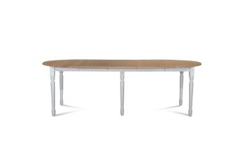 Victoria - Table ronde 6 pieds tournés 115 cm + 3 rallonges bois