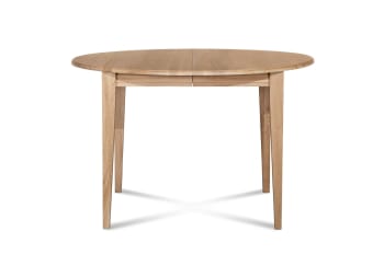 Victoria - Table ronde extensible bois D105 cm avec 1 allonge et pieds fuseau