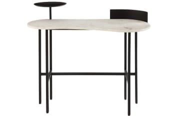 Calie - Console en marbre et métal noir L110 blanc