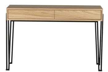 Brighton - Console en bois et métal moderne 2 tiroirs