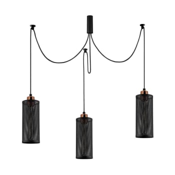 MARISMO - Suspension noire moderne 3 lumières avec accessoires pour le plafond