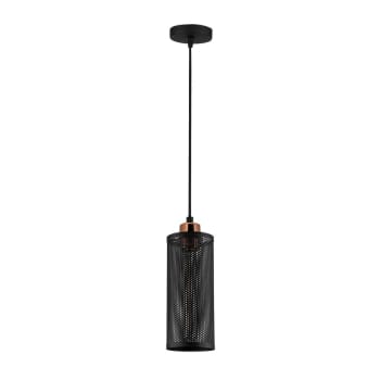 MARISMO - Lámpara colgante moderno pantalla cilíndrica negro altura regulable