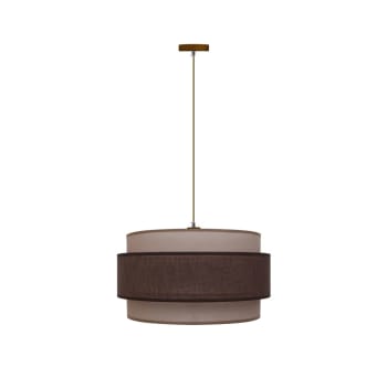 MENIDA - Lámpara de techo marrón con triple pantalla de lino 40 cm diámetro