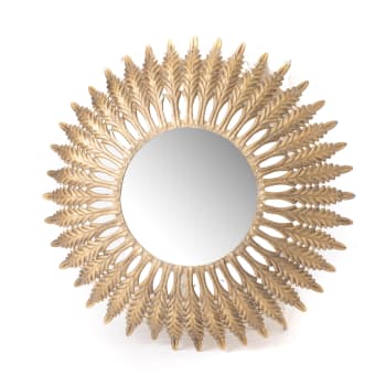 Sun - Miroir doré en métal D85cm