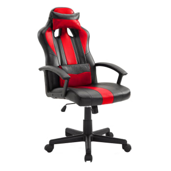 Fauteuil Abarth de bureau confortable / Fauteuil gamer Simili Cuir Noir /  Rouge