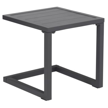 Tavolino Da Esterno Modway Shore, Alluminio Anodizzato E Doghe In Legno, Grigio Argento, 40x40x36 Cm - 2