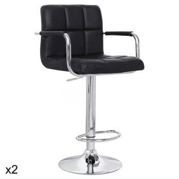 Set 2 Sgabelli Da Bar WOLTU Con Schienale - Velluto Nero, Struttura Acciaio, Altezza 64 Cm