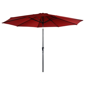 Hapuna - Parasol droit rond 3,30m en aluminium et toile rouge