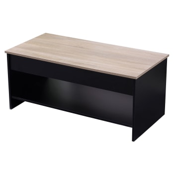 Hedda - Table basse avec plateau relevable noire et bois