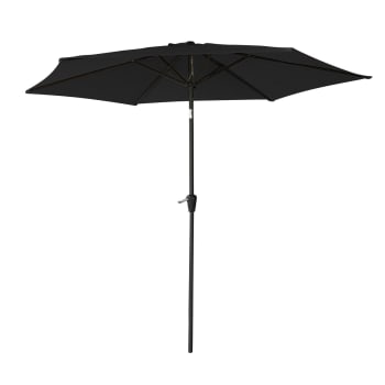 Hapuna - Paraguas redondo recto de aluminio de 2,70 m con tejido negro