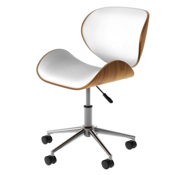 Baudoin - Chaise de bureau pivotante en cuir synthétique blanc 79-91cm