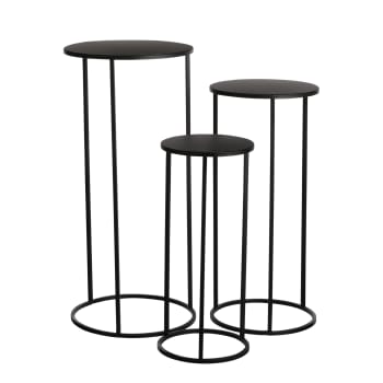 Quinty - Lot de 3 tables gigognes en métal noir