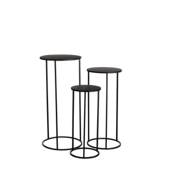 Quinty - Set di 3 tavoli estraibili in metallo nero