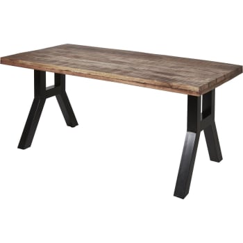 Table à Manger Haute Maisons Du Monde - Bois De Manguier Et Métal - 125x75x125 Cm - Cuisine/Salle à Manger