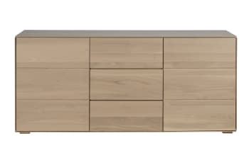 Filigrame - Buffet moderne en bois de chêne massif naturel 2 portes 3 tiroirs L180
