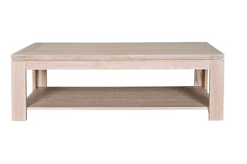Boston - Table basse rectangulaire finition bois chêne blanchi massif