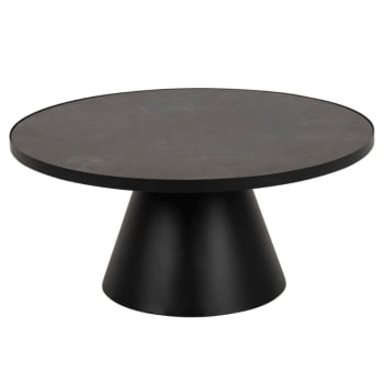 Solane - Table basse en céramique et métal noir 85cm