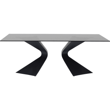Gloria - Tavolo moderno in acciaio e vetro nero 100x200x75 cm