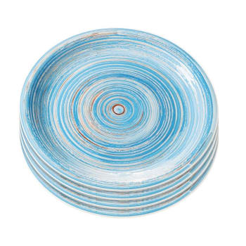 Swirl blue - Assiette plate en grès bleu D19 - Lot de 4